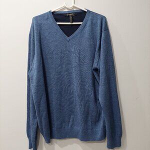 Pronto Uomo Blue V-Neck 50% Merino Wool 50% Acrylic Men's Size XL